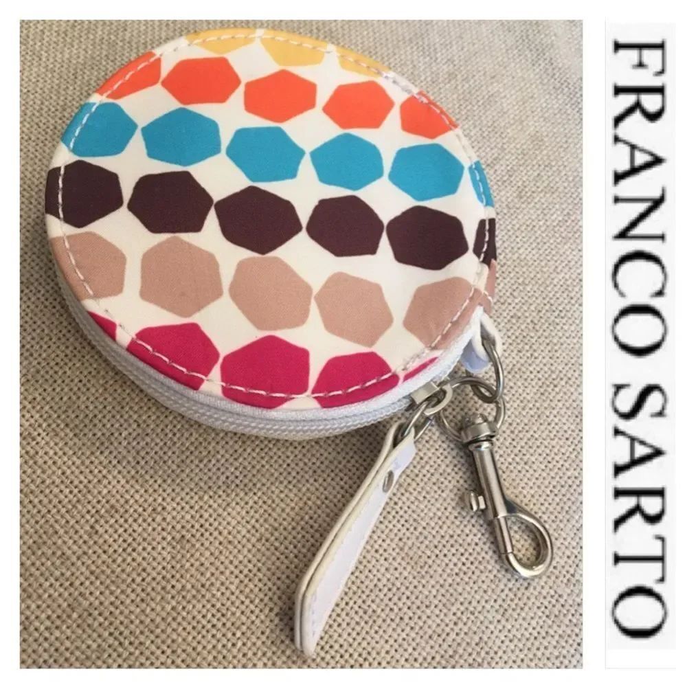 Franco Sarto Round Coin Purse Key Fob Bright Dots